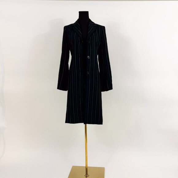 VINTAGE LAUREL PIN STRIPE SUIT BLAZER LIGHT TRENCHCOAT - Picture 3 of 11